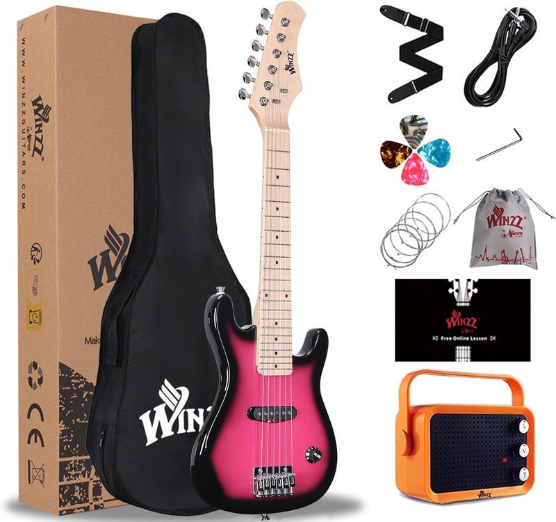 Winzz EGM100 30 Inches Real Kids Electric Guitar with Beginner Kit, Right Handed (Roseburst) - Image 1
