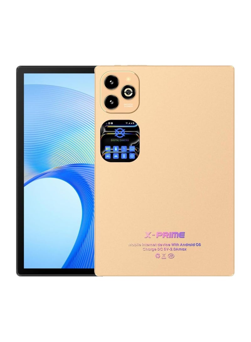 اكس برايم تابلت i16 Pro بنظام أندرويد 12، شاشة 10.1 بوصة عالية الدقة +HD | ذاكرة وصول عشوائي (RAM) سعة 12 جيجابايت، وذاكرة تخزين داخلية (ROM) سعة 512 جيجابايت | ثماني النواة، ثنائي الشريحة، يدعم تقنية الجيل الخامس، واي فاي | مع لوحة مفاتيح وماوس | تابلت تعليمي للطلاب - ذهبي - Image 1