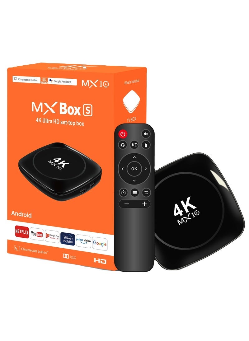 MX10 Android 13 TV Box 4K UHD Smart IPTV Streaming Media Player