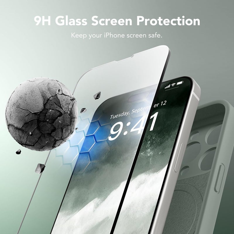 SUYDANBOX Magnetic for iPhone 13 Pro Case, Compatible with MagSafe, [Full Camera Protection][Screen Protector] Silicone Shockproof Protective Phone Case for iPhone 13 Pro 6.1", Calke Green - Image 3