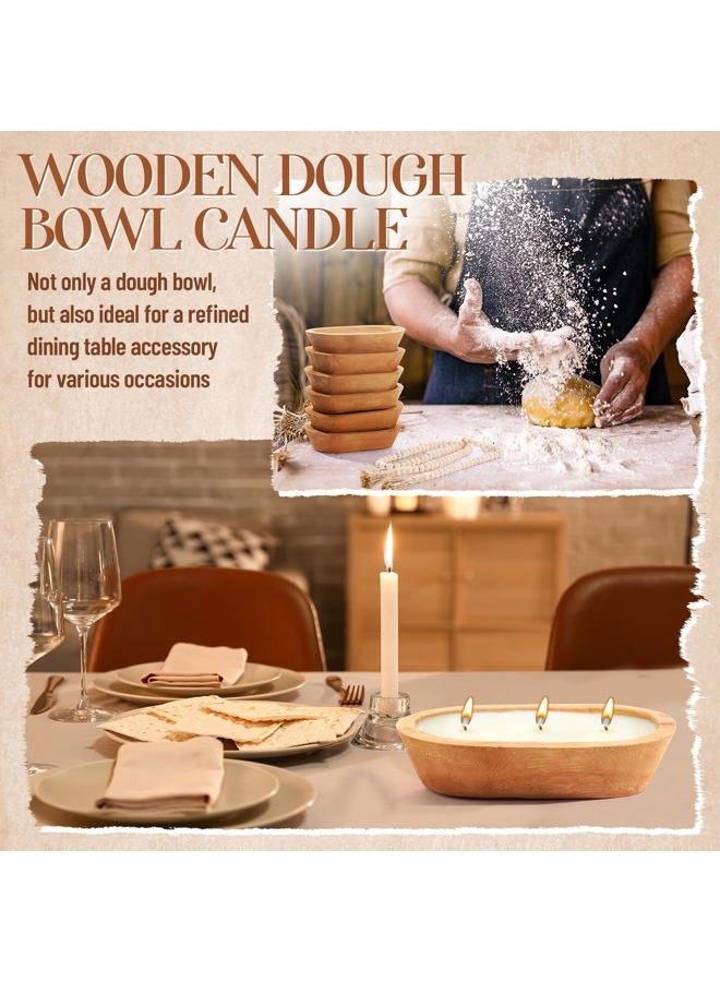 LemonRoad 12 Pcs Wooden Dough Bowl for Candle Making Wood Table Centerpiece Decorations Beads String with Tassel Decorative Bowl Natural Rustic Filler Tray for Farmhouse Dining Room Kitchen - Image 5