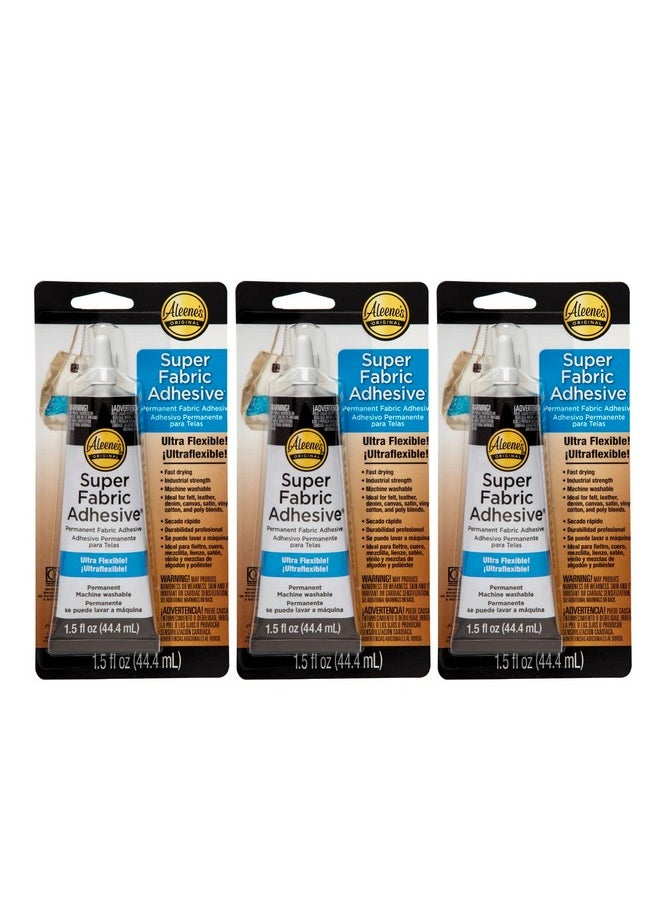 Aleene's Super Fabric Adhesive Platinum Bond Super Strong Ultra Flexible Permanent Uv And Waterproof 3 Pack 1.5 Fl Oz Clear  - Image 1
