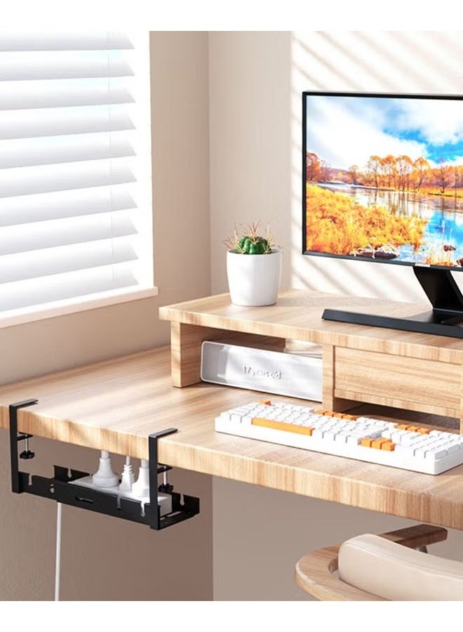 EETU Under Desk Cable Management Tray Black, No Drill Cable Management Organizer Under Desk,Retractable Cable Tray With Clamp For Desk Wire Management,Desk PC Cord Organizer Accessories For Home Office - Image 5