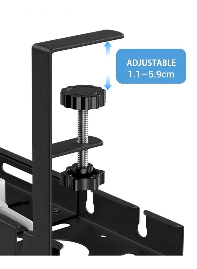EETU Under Desk Cable Management Tray Black, No Drill Cable Management Organizer Under Desk,Retractable Cable Tray With Clamp For Desk Wire Management,Desk PC Cord Organizer Accessories For Home Office - Image 4