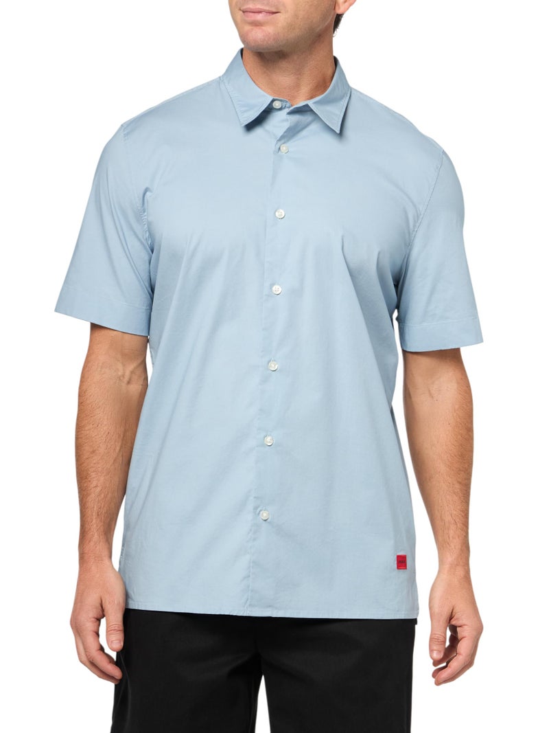 HUGO Short Sleeve Button Down Shirt dust Blue XXL
