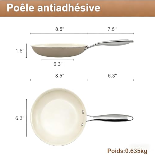 Jovire 9.25 Inch Ceramic Nonstick Frying Pan Skillet - PFAS-Free, Non-Toxic, Oven Safe & Induction Ready, Aluminum Cookware with Stainless Steel Handle - Image 2