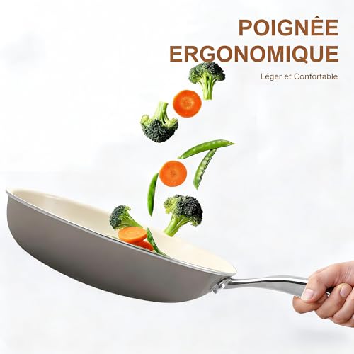 Jovire 9.25 Inch Ceramic Nonstick Frying Pan Skillet - PFAS-Free, Non-Toxic, Oven Safe & Induction Ready, Aluminum Cookware with Stainless Steel Handle - Image 5
