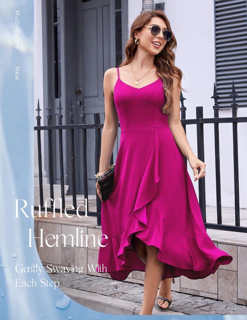 DRESSTELLS Woman's Cocktail Dress, Formal Wedding Guest Bridesmaid Graduation Tea Party Aline Evening Prom Midi Dresses for Teens Rose M - Image 3