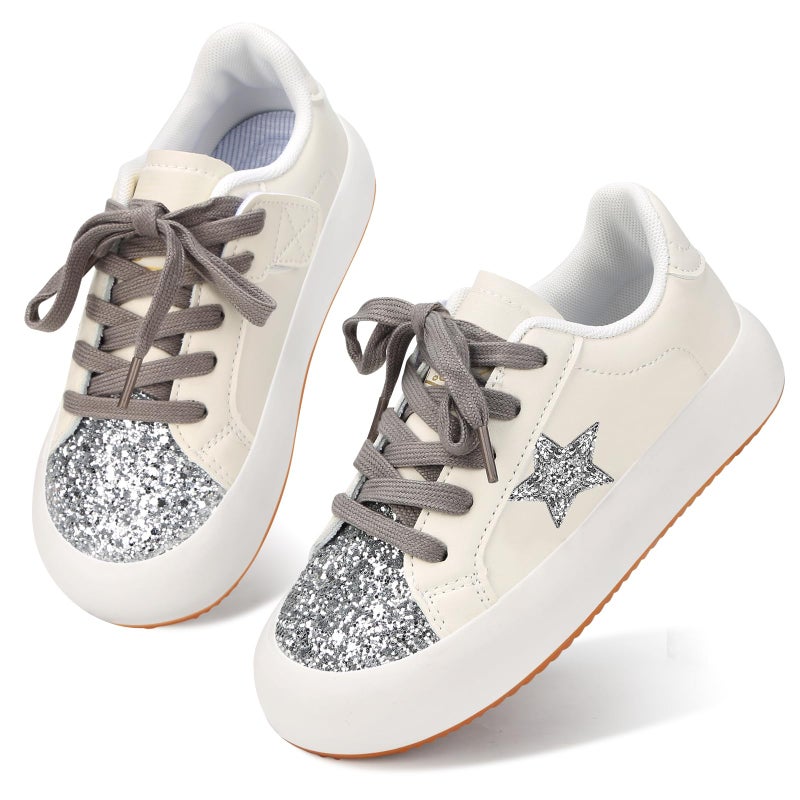 Qimaoo Girls Sneakers Glitter Tennis Shoes Lightweight Non-Slip Running Walking Shoes for Toddler/Little Kid/Big Kid - Image 4