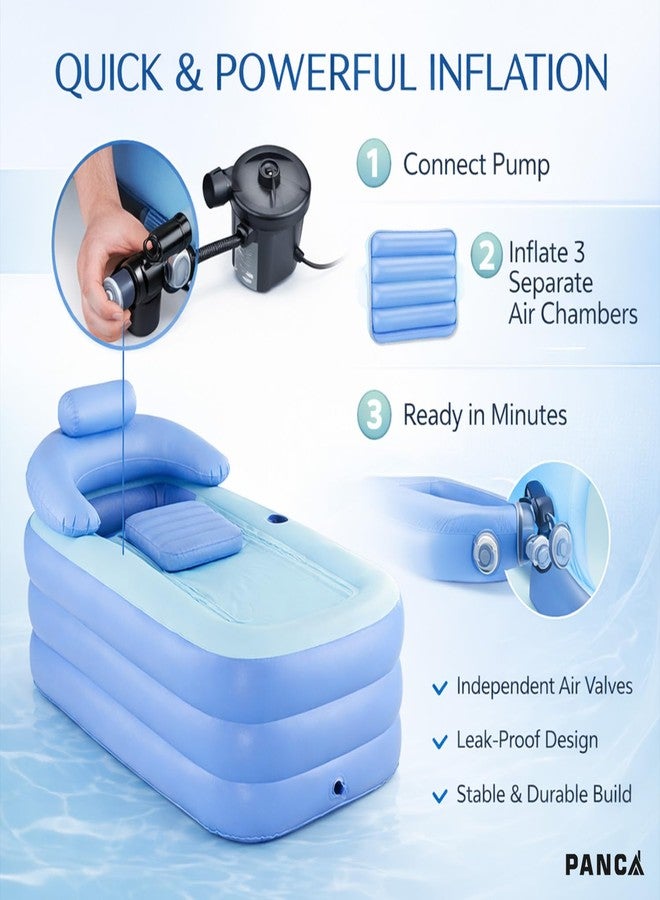 PANCA Foldable Bath Tub for Bathroom| SPA Tub for Home Use with Drainage Hole For Adults And Kids| Maintains Hot & Cold Water | Thickened Insulated Ice Bath Tub (Inflatable Bath Tub With Pump) - Image 2
