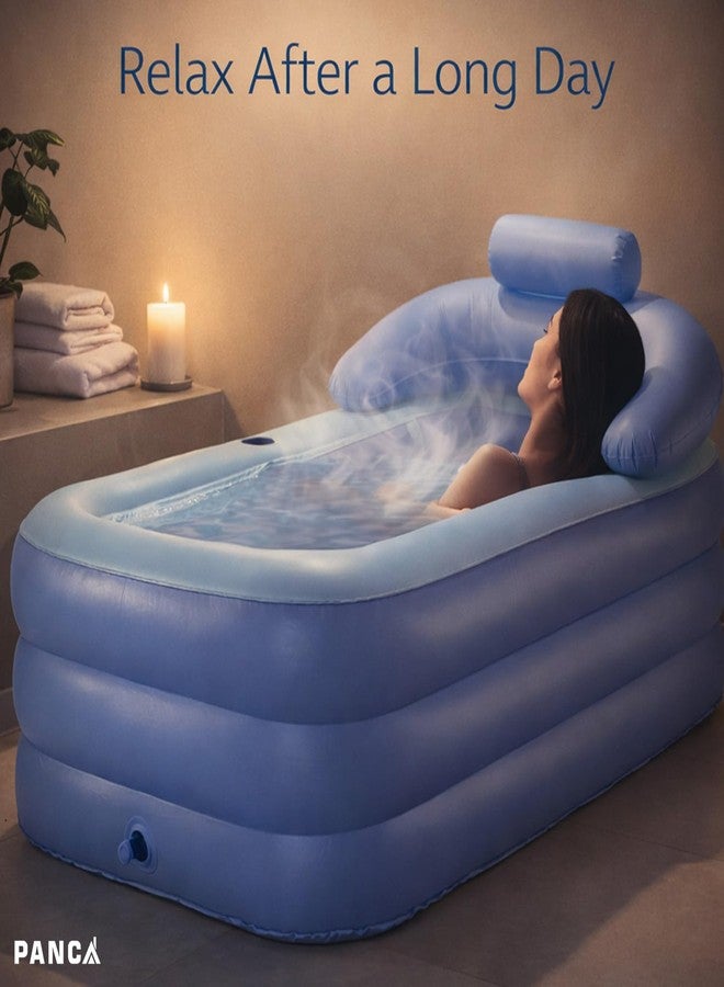PANCA Foldable Bath Tub for Bathroom| SPA Tub for Home Use with Drainage Hole For Adults And Kids| Maintains Hot & Cold Water | Thickened Insulated Ice Bath Tub (Inflatable Bath Tub With Pump) - Image 5