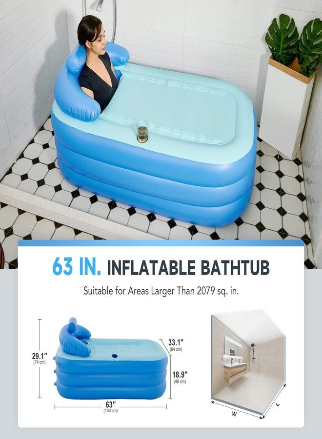 PANCA Foldable Bath Tub for Bathroom| SPA Tub for Home Use with Drainage Hole For Adults And Kids| Maintains Hot & Cold Water | Thickened Insulated Ice Bath Tub (Inflatable Bath Tub With Pump) - Image 3