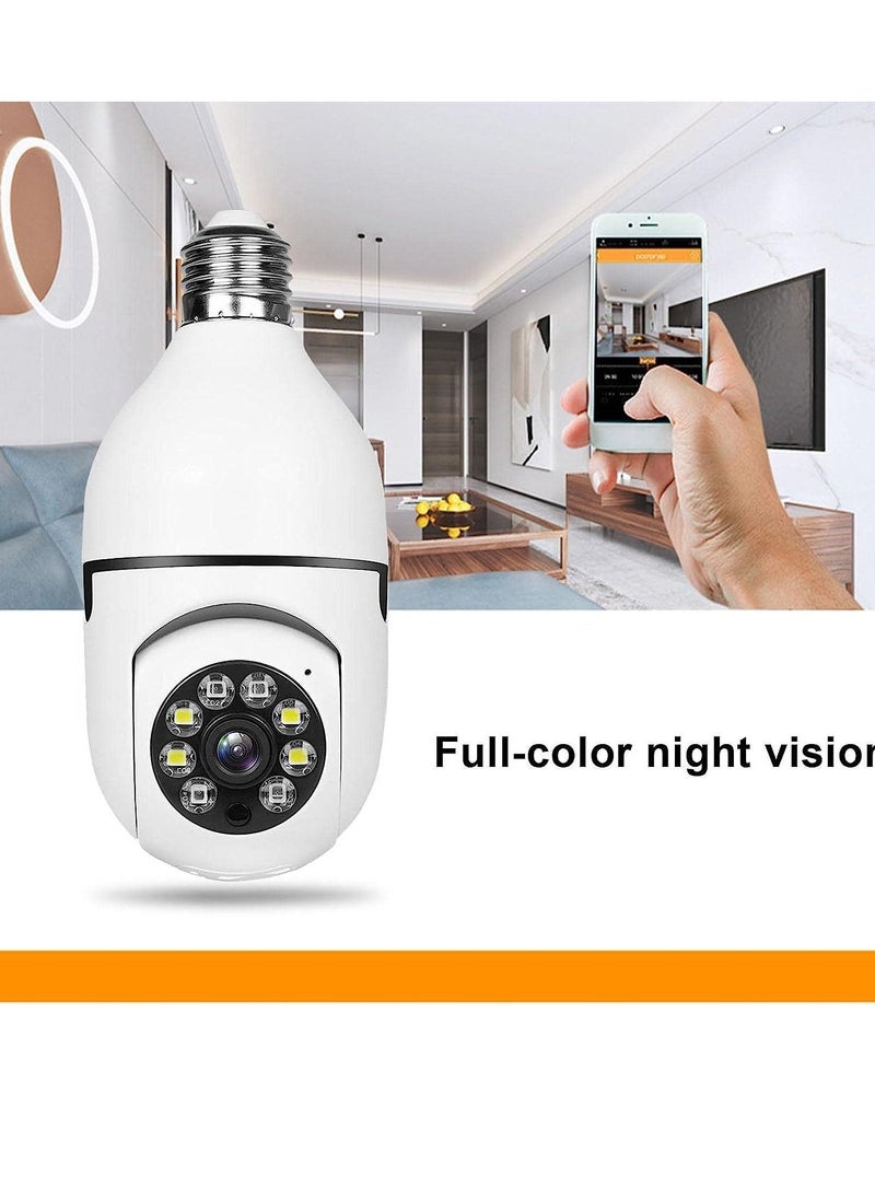 Bulb Camera 1080P, Night Vision IP Camera, PTZ Camera, 4X Digital Zoom Monitor, Home Security System, WiFi Camera Full Color