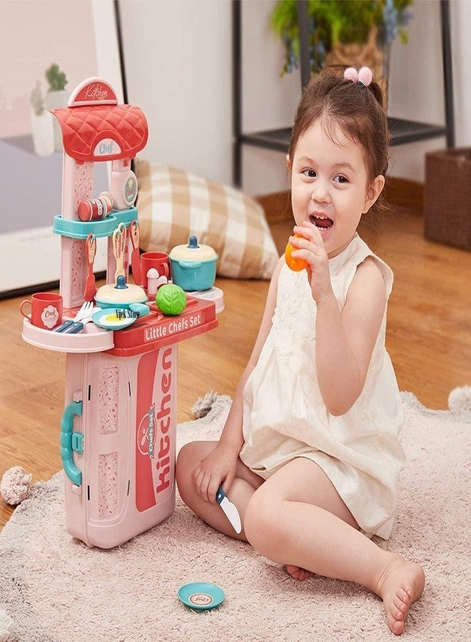 Nijek Store 3 in 1 Little Chef Kitchen Play Set for Girls Pretend Role Play Food Toy with Cooking Utensils Items for Kids (Multicolor) - Image 5