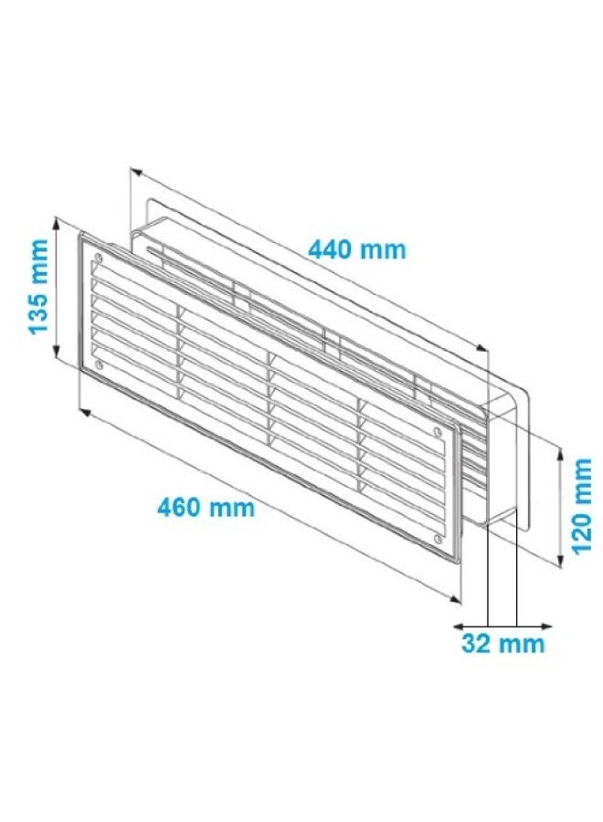 AWENTA 18 x 5 Inch Two Sided White Door Air Vent Cover Door Vents for Interior Doors Universal Furniture Ventilation Guard Register for Bathroom Bedroom Garage Kitchen Furniture - Image 3