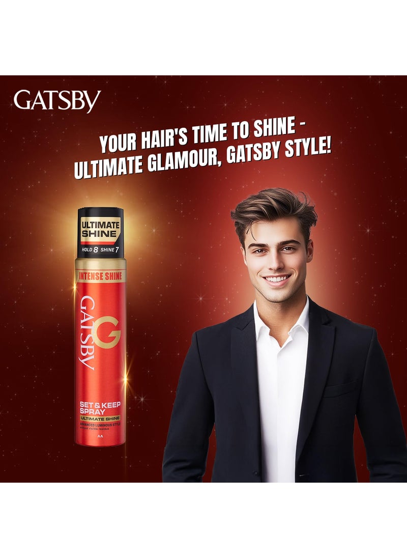 GATSBY Gatsby Set  Keep Hair Spray  Ultimate Shine 250ml  Maximum Hold  Luminous Finish  UV Protection  NonSticky Formula  Residue Free Styling  Long Lasting  Compact  Dermatologically Tested  - Image 5