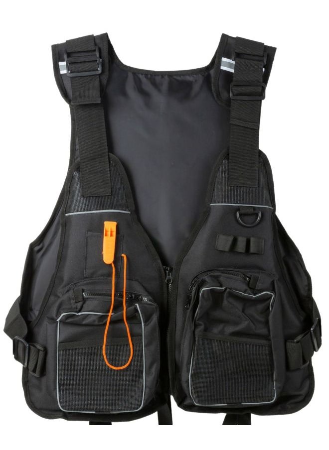 Generic Jiuran Fishing Special Multifunctional Hydro Jacket Life Jacket Multi-Pocket Sanda Fishing Vest Sea Fishing Survival Vest-Color:Black  - Image 1