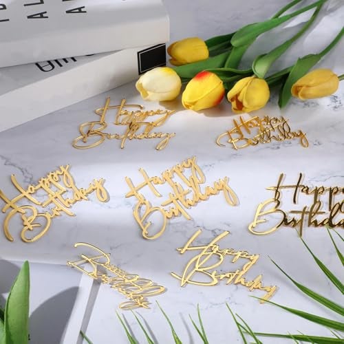 Barydat باري دات 24 قطعة من زينة كعكة عيد الميلاد الذهبية، زينة كعكة مرآة أكريليك، لافتة عيد ميلاد لكعكة جانبية، زينة كب كيك، 6 أنماط - Image 4