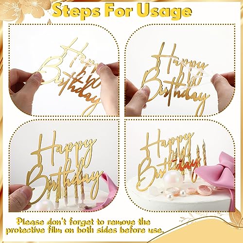 Barydat باري دات 24 قطعة من زينة كعكة عيد الميلاد الذهبية، زينة كعكة مرآة أكريليك، لافتة عيد ميلاد لكعكة جانبية، زينة كب كيك، 6 أنماط - Image 3
