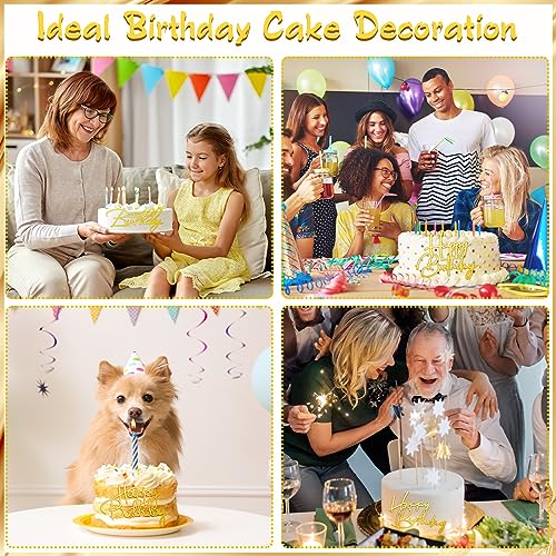 Barydat باري دات 24 قطعة من زينة كعكة عيد الميلاد الذهبية، زينة كعكة مرآة أكريليك، لافتة عيد ميلاد لكعكة جانبية، زينة كب كيك، 6 أنماط - Image 5