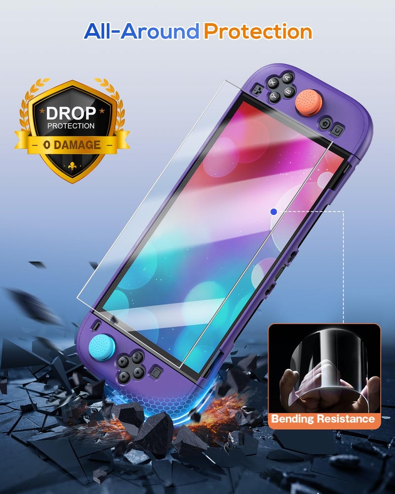 FYOUNG Upgrade Switch 2 Protective Case&Screen Protector Set, Dockable Cover Hard Shell for Nintendo Switch 2 2025 Console Accessories,Travel-Friendly,Kickstand Cutouts(Purple, for Switch 2 7.9inch) - Image 5
