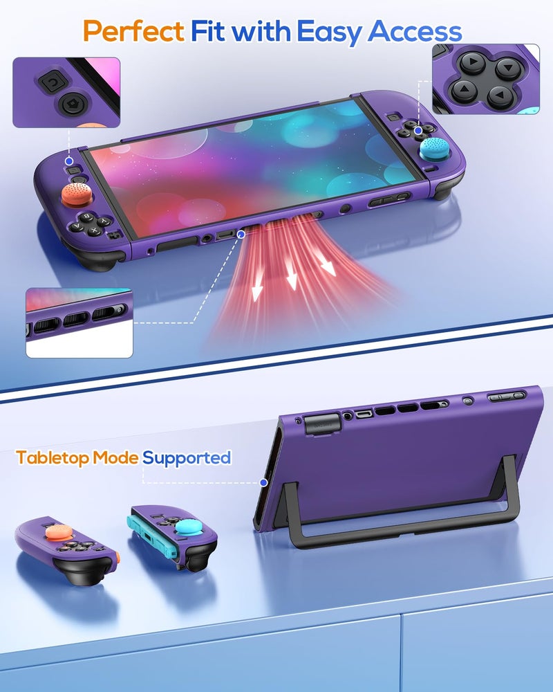 FYOUNG Upgrade Switch 2 Protective Case&Screen Protector Set, Dockable Cover Hard Shell for Nintendo Switch 2 2025 Console Accessories,Travel-Friendly,Kickstand Cutouts(Purple, for Switch 2 7.9inch) - Image 2