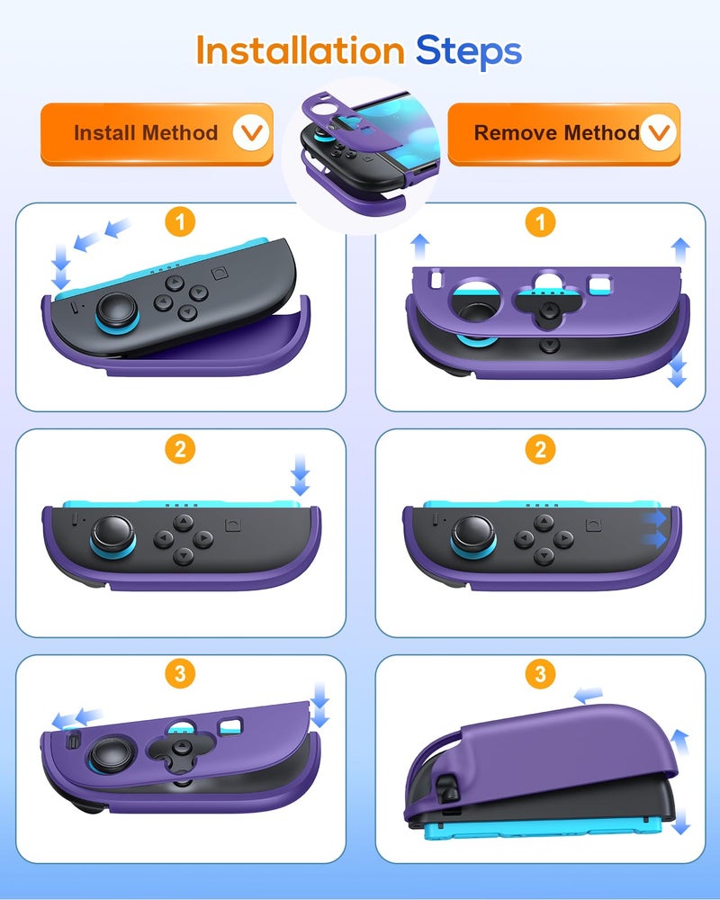 FYOUNG Upgrade Switch 2 Protective Case&Screen Protector Set, Dockable Cover Hard Shell for Nintendo Switch 2 2025 Console Accessories,Travel-Friendly,Kickstand Cutouts(Purple, for Switch 2 7.9inch) - Image 4