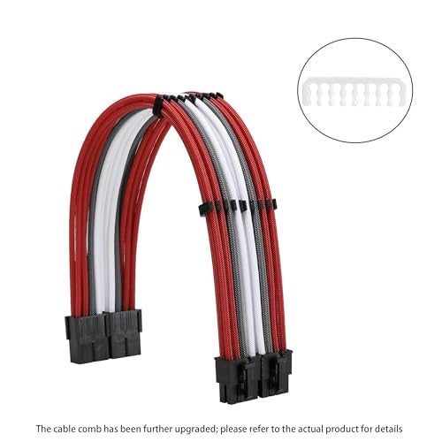 Formulamod Sleeve Extension Power Supply Cable Kit 18AWG ATX 24P+ EPS 8-P+PCI-E8-P with Combs for PSU to Motherboard/GPU (Red Black Grey White) - Image 2