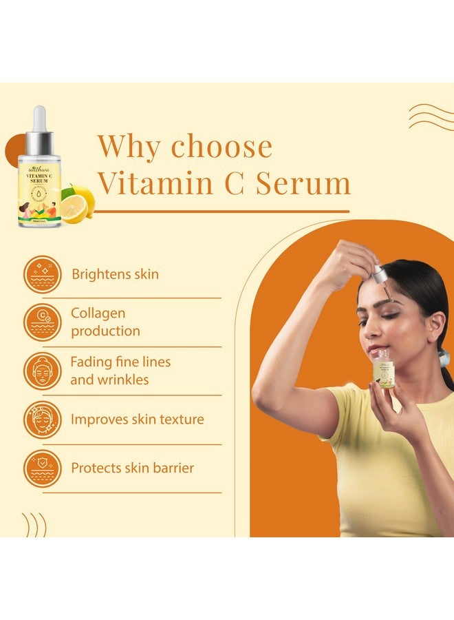 Satthwa 17% Vitamin C Face Serum With 10% Niacinamide & 3% Hyaluronic Acid For Glowing Skin | Brightening & Anti-Aging Formula | Non-Irritating, Non-Sticky | For All Skin Types | 30Ml - Image 1