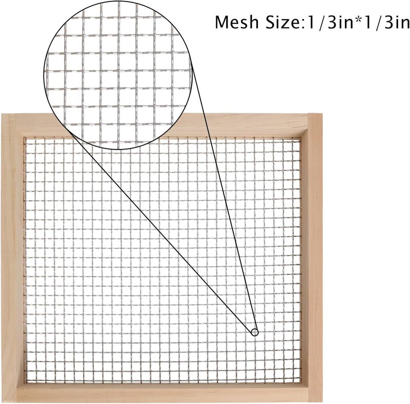 Swess منخل التربة للحدائق من الخشب الخفيف منخل حديقة للصخور متعدد الاستخدامات منخل خشبي للتربة والسماد والتربة للزراعة - Image 3