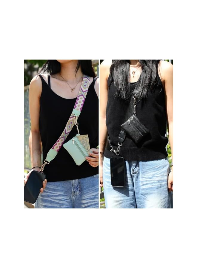 Green Tiger Phone Strap with Zippered Pouch, Clip and Go Strap for Phone with Wallet Crossbody, Adjustable Phone Strap Crossbody with Zipper Pouch Wallet for Most Smartphones, Going Out and Party - Image 2