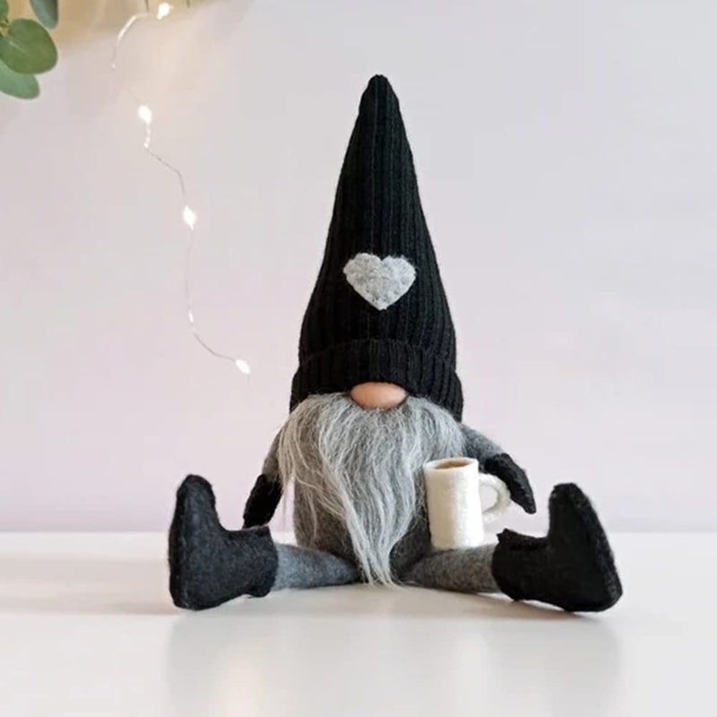 Jstdoit 2 Pcs Coffee Gnomes Plush Bar Decor Handmade Swedish Tomte Gnomes Gifts Farmhouse Scandinavian Figurine Gnome For Home Kitchen Coffee Station Table Shelf Decor - Image 3