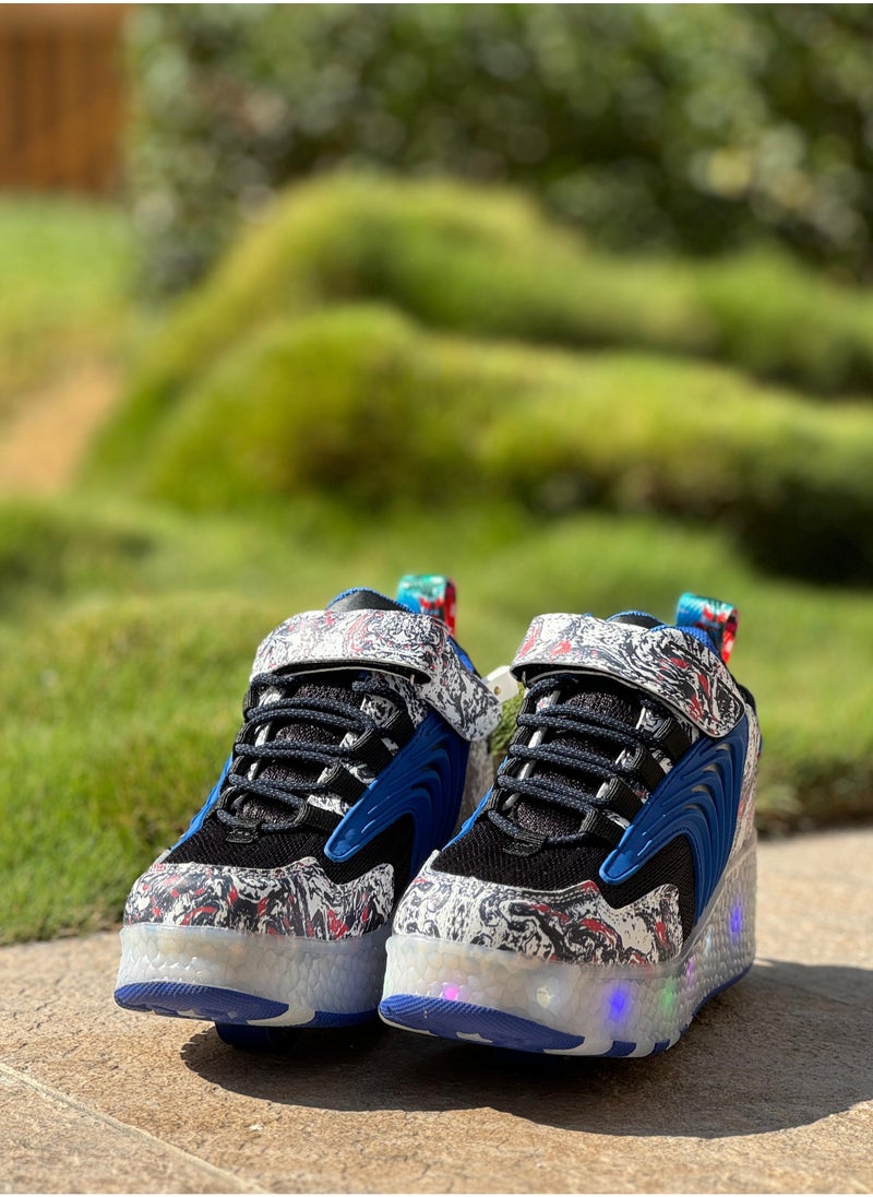 LITTLE ROCKZ - LED Flash Light Fashion Shiny Sneaker Skate Heelys Shoes With Wheels And Lightning Sole - Image 1