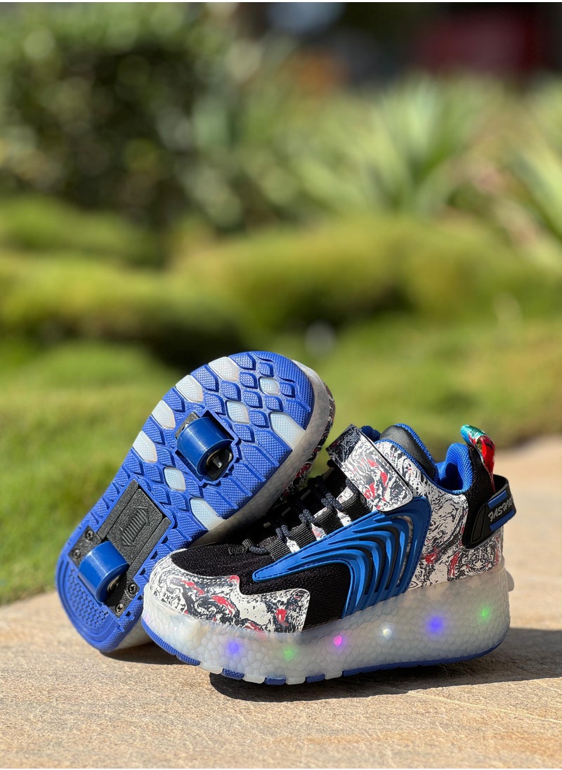 LITTLE ROCKZ - LED Flash Light Fashion Shiny Sneaker Skate Heelys Shoes With Wheels And Lightning Sole - Image 1