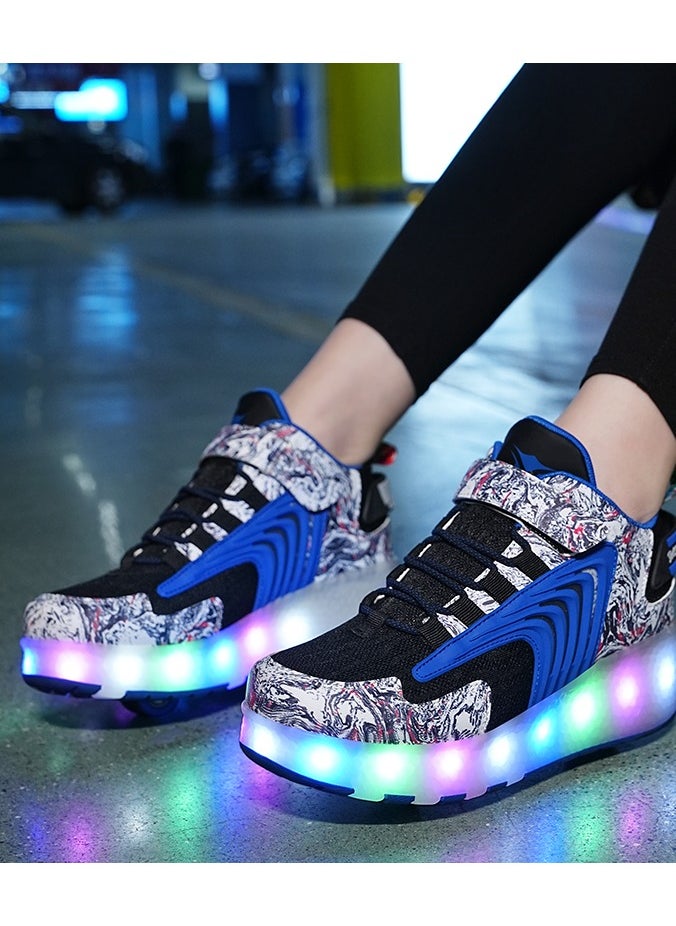 LITTLE ROCKZ - LED Flash Light Fashion Shiny Sneaker Skate Heelys Shoes With Wheels And Lightning Sole - Image 1