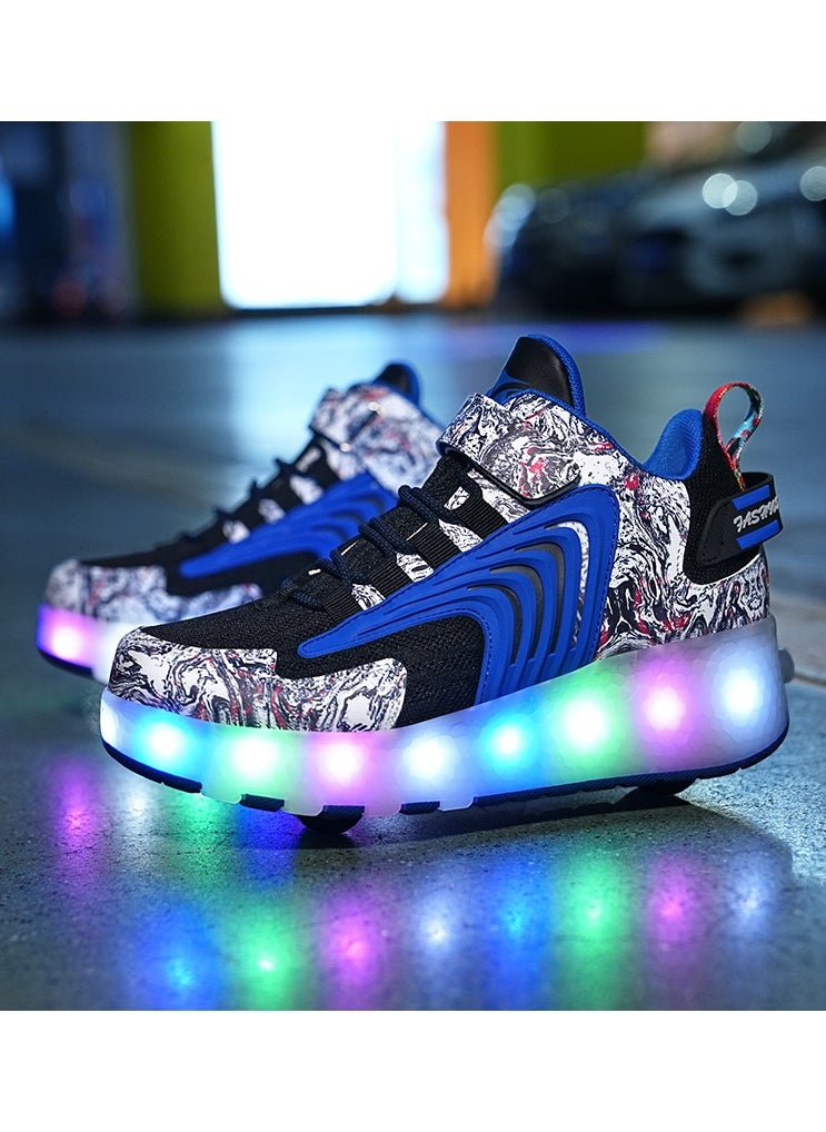 LITTLE ROCKZ - LED Flash Light Fashion Shiny Sneaker Skate Heelys Shoes With Wheels And Lightning Sole - Image 1