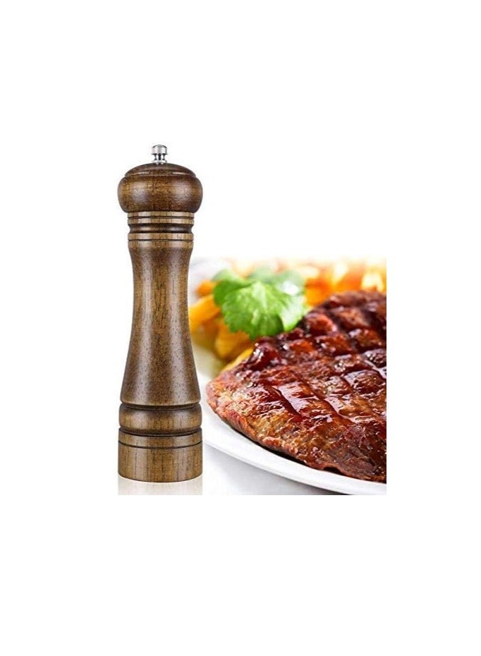 Reko Wood Pepper Grinder Pepper Mill Adjustable Coarseness Wooden Peppermill Ceramic Grinding Mechanism Salt Mill Refillable Wooden pepper grinder - Image 2