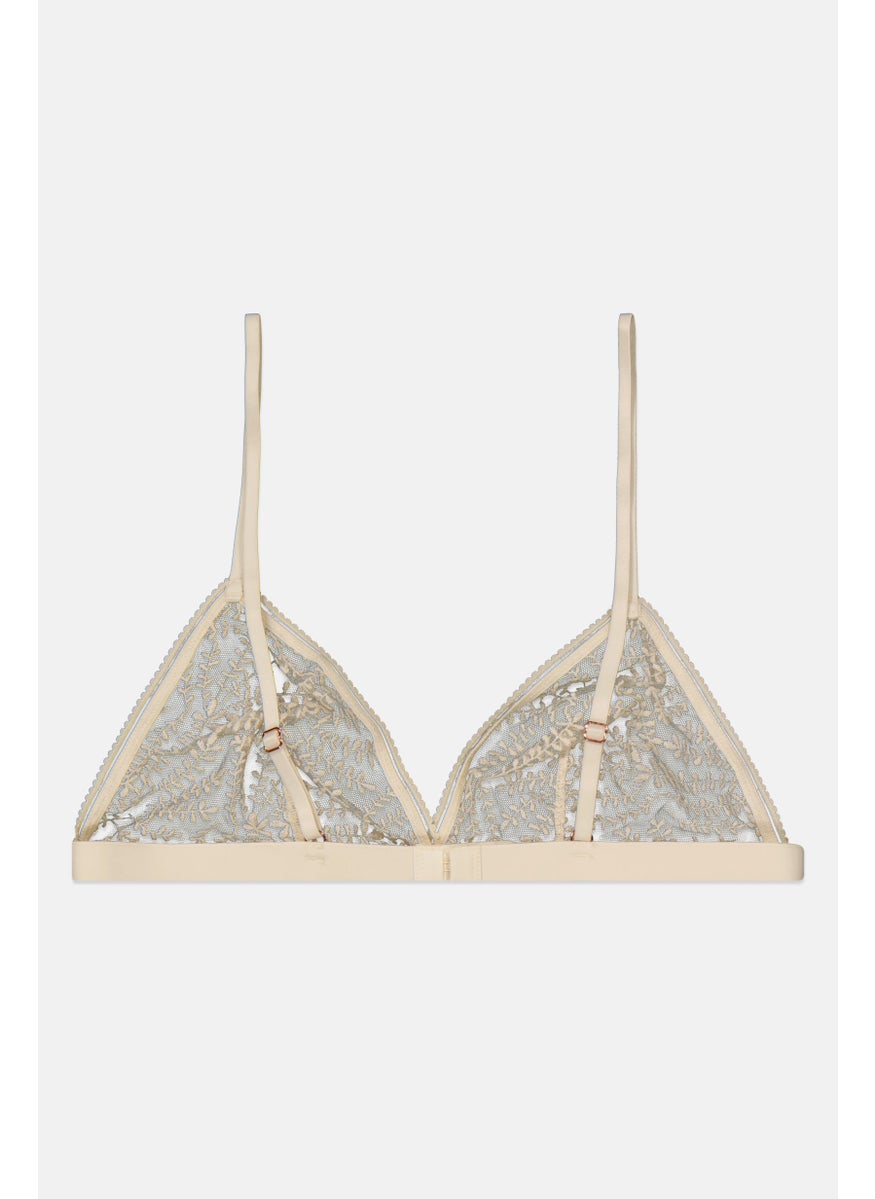 Etam Women Embroidered Non-Padded Bra, Biege  - Image 2
