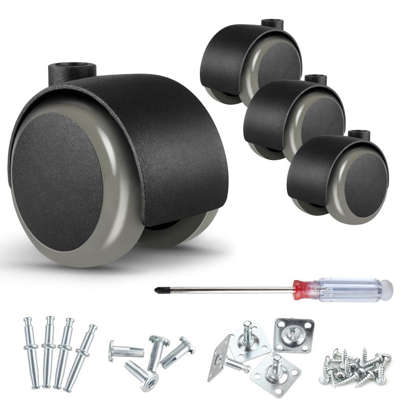 Apllamo 2 inch Caster Wheels casters Set of 4 516 inch Valve stem and Rotating top Plate Installation Optionsheavy duty casters Total Load Capacity 1000LBS Replaceable wheels for furniture Grey - Image 2