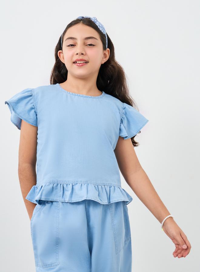 ستايلي طقم بلوزة وتنورة قصيرة بكشكشة من ستايلي - Image 2