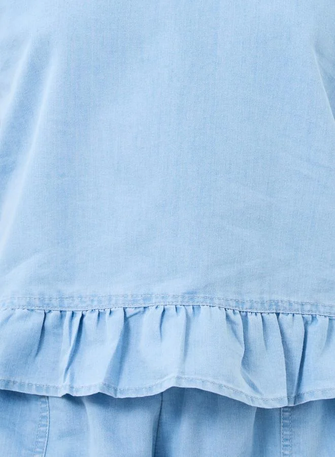Styli Styli Ruffled Hem Top and Culottes Set