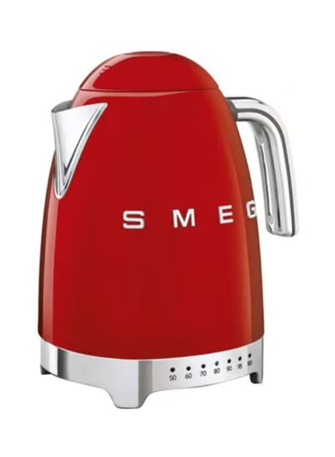 SMEG KLF04 50's Retro Style Variable Temperature Electric Kettle, 1.7L, 2400W Fast Boil, 7 Heat Settings 50–100°C, 360° Swivel Base, Auto Shut-Off, Boil-Dry Protection, Stainless Steel, Red - Image 3