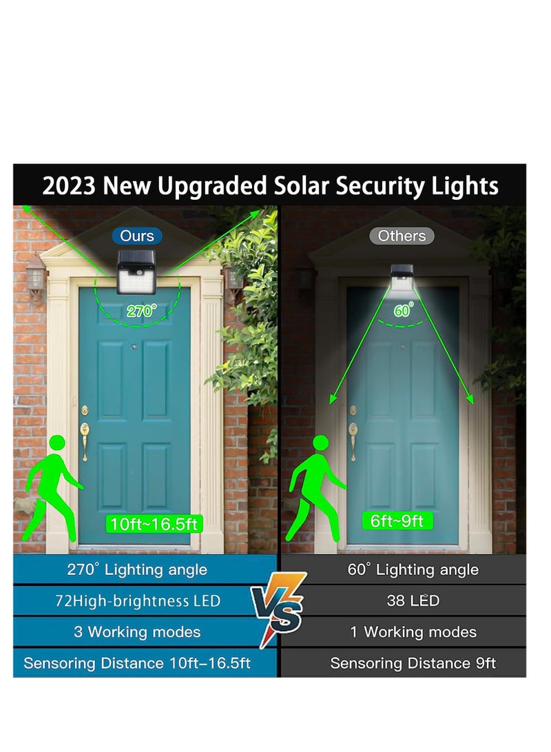 SYOSI Solar Lights Outdoor, 2 Pack Solar Security Lights Motion Sensor, LED Solar Security Light, 270° Wide Angle IP65, Outdoor Motion Sensor with 3 Modes, Waterproof Solar Powered Light for Door Yard - Image 3