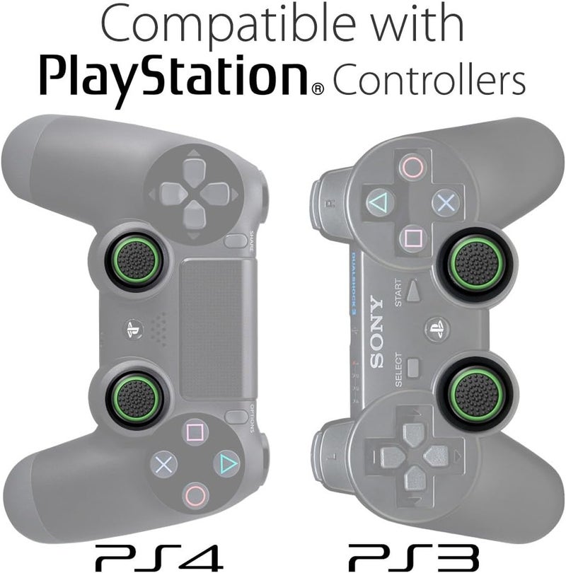Fosmon Performance Thumb Grips Joystick Caps for Nintendo Switch 2, Switch 1, Joycon Grip, PS5, PS4, Xbox One, Xbox Series X/S, Rubber Controller Grips - Black/Green (2 Pair - 4 Pieces) - Image 3