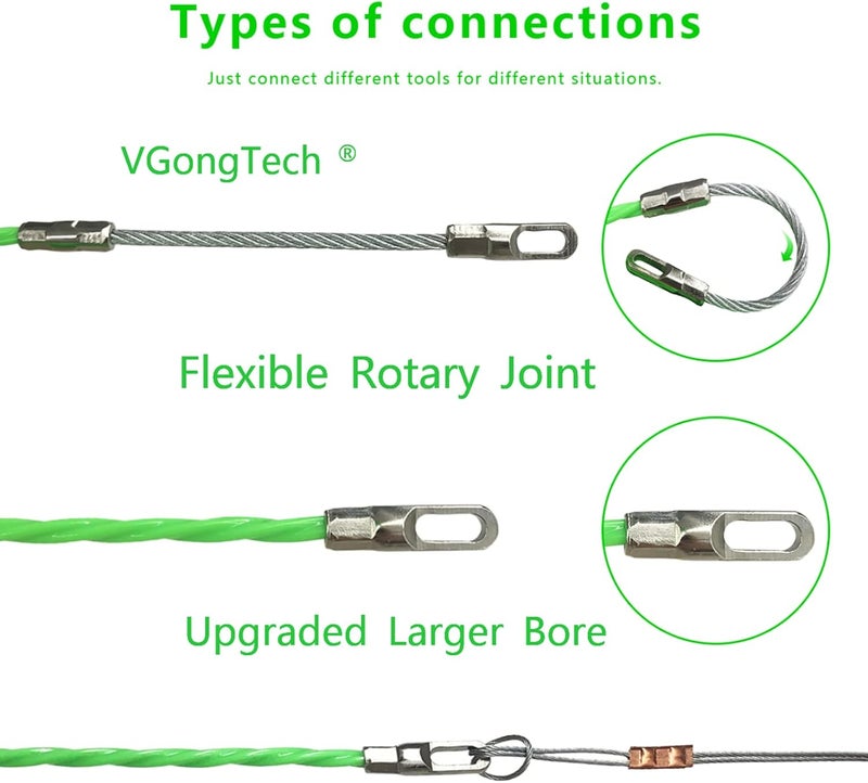 VGongTech 30M 100ft Fish Tape Cable Puller Kit Through Wall Wire Guide Device 4mm PET Electrical Cable Puller Duct Rodder Threader Fish Cable Fastener - Image 3
