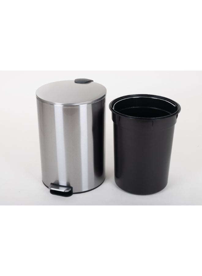 Zinnia 27L Stainless Steel Round Pedal Bin with Soft Close & Anti-Slip - Image 2