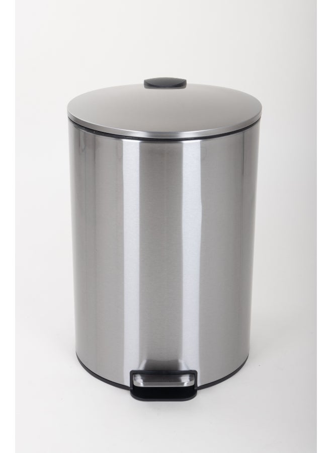 Zinnia 27L Stainless Steel Round Pedal Bin with Soft Close & Anti-Slip - Image 1
