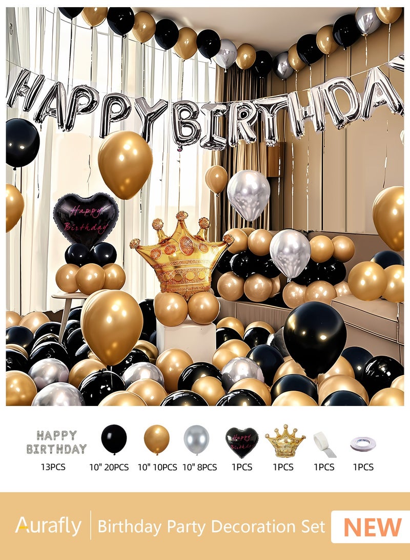 Aurafly Birthday Party Decoration Balloon Set，Includes Happy Birthday Balloon Banner, Foil Balloons, Traceless Glue and Ribbon，Birthday Party Decorations and Supplies - Image 1