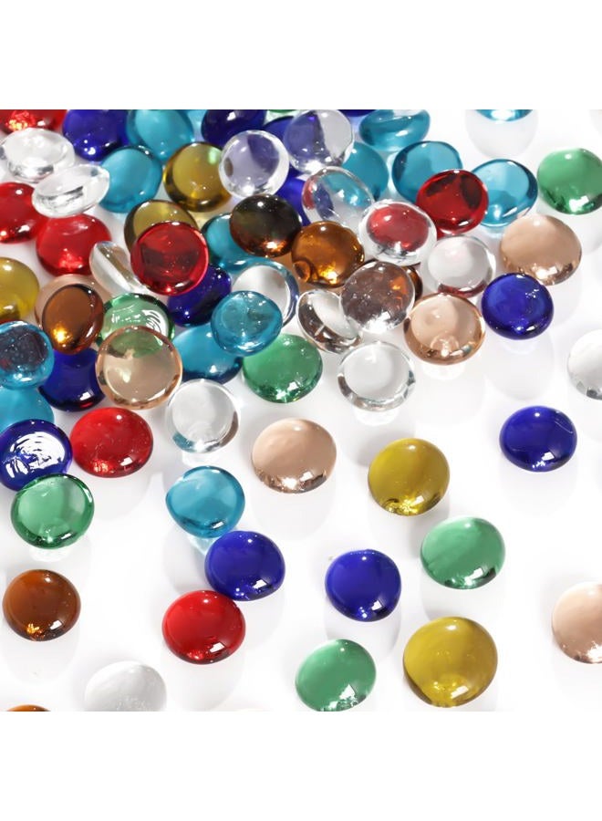 FuturePlusX 1LB Multicolored Flat Glass Marbles, Mixed Mancala Stones Pebbles Flat Beads Mosaics Gemstones for Vase Filler Table Scatter Home Decor - Image 1