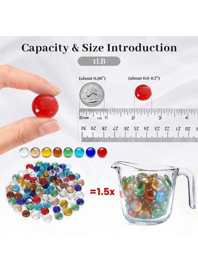 FuturePlusX 1LB Multicolored Flat Glass Marbles, Mixed Mancala Stones Pebbles Flat Beads Mosaics Gemstones for Vase Filler Table Scatter Home Decor - Image 2